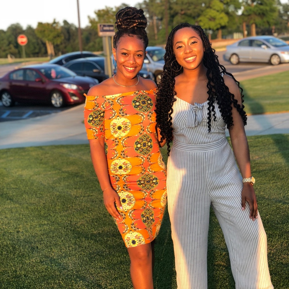 Orange Pattern off the shoulder dress